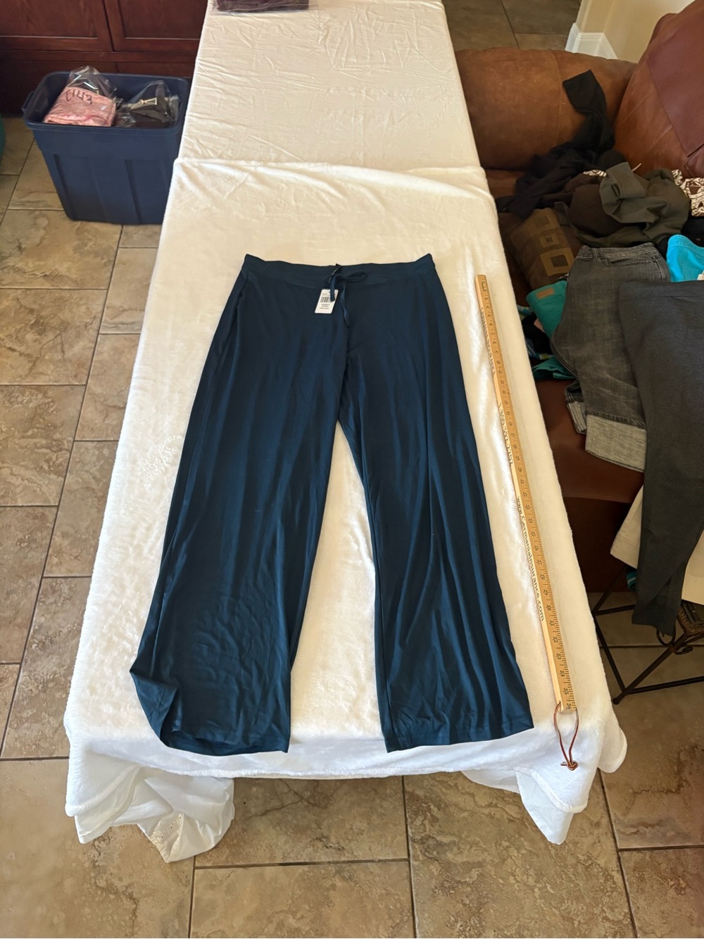 New Women’s Wide Leg Lounge Pants in Dark Teal - Soft Knit Comfort sleepwear